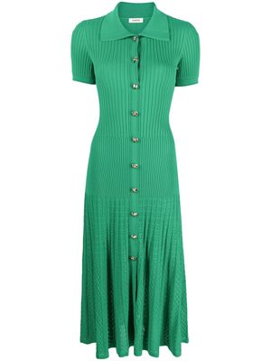SANDRO ribbed-knit midi dress - Green