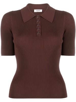 SANDRO ribbed-knit polo top - Red