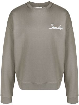 SANDRO rubberised-logo jersey sweatshirt - Grey