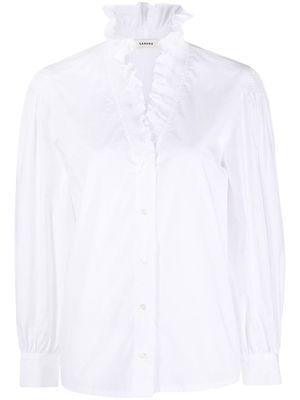 SANDRO ruffled-collar long-sleeve shirt - White