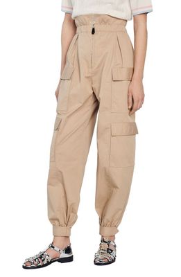 sandro Saffre Paperbag Waist Cotton Cargo Pants