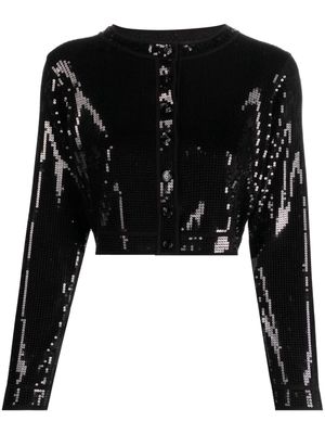 SANDRO sequin-embellished cropped cardigan - Black
