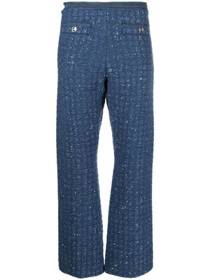 SANDRO sequin-embellished straight-leg trousers - Blue