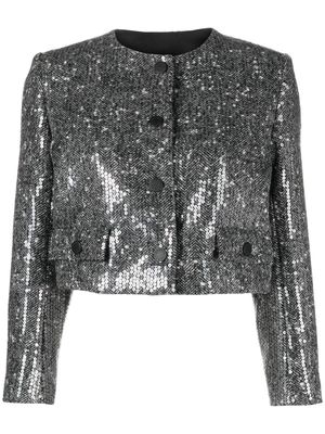 SANDRO sequinned cropped jacket - Silver