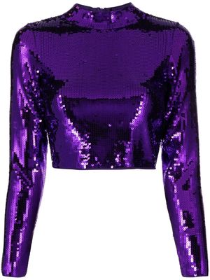 SANDRO sequinned cropped top - Purple