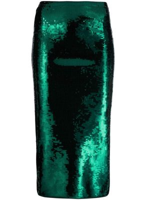 SANDRO sequinned midi skirt - Green