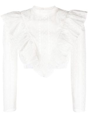 SANDRO Shena floral-embroidered blouse - White