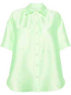 SANDRO short-sleeve satin shirt - Green
