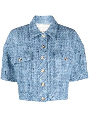 SANDRO short-sleeve tweed jacket - Blue