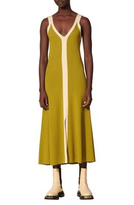 sandro Sleeveless Knit Dress in Olive