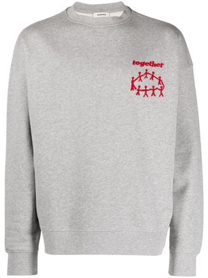 SANDRO slogan-print cotton sweatshirt - Grey