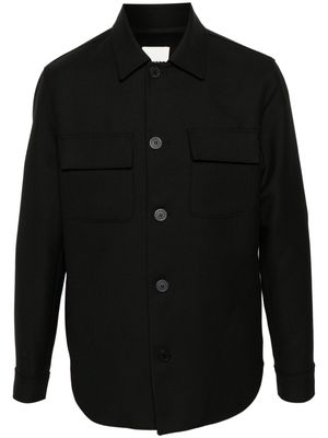 SANDRO spread-collar cotton shirt jacket - Black