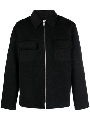 SANDRO spread-collar zip-up bomber jacket - Black