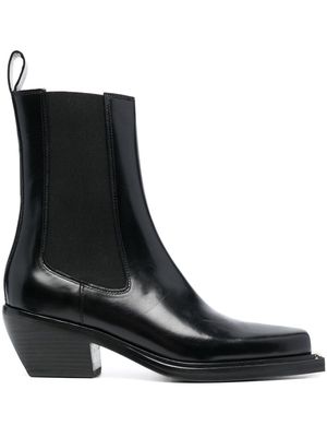 SANDRO stacked-heel leather ankle boots - Black