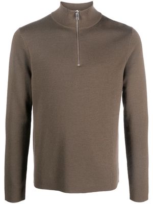 SANDRO stand-up collar wool sweatshirt - Green