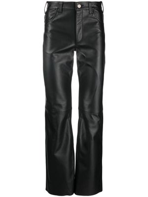 SANDRO straight-leg leather trousers - Black