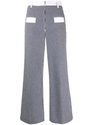 SANDRO stripe-print flared jeans - Blue