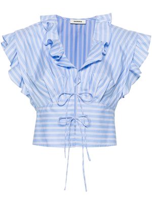 SANDRO striped cotton cropped blouse - Blue