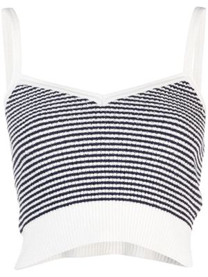 SANDRO striped cropped knitted top - White