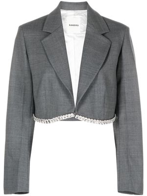 SANDRO Sue wool-blend cropped blazer - Grey
