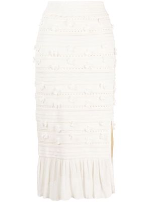 SANDRO tassel-detailing pointelle midi skirt - White