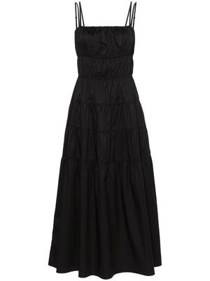 SANDRO tiered stretch-cotton maxi dress - Black