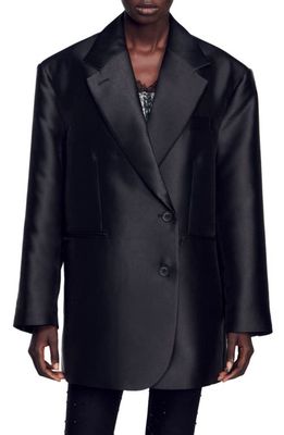 sandro Trocadero Oversize Double Breasted Jacket in Black