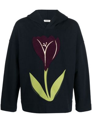 SANDRO tulip-print detail hoodie - Blue