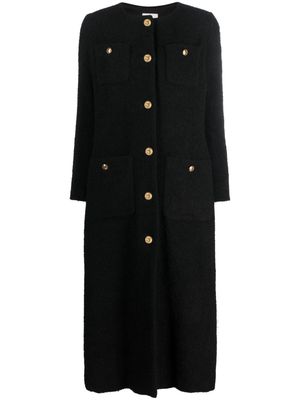SANDRO tweed round-neck coat - Black