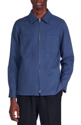 sandro Wool Blend Overshirt in Blue