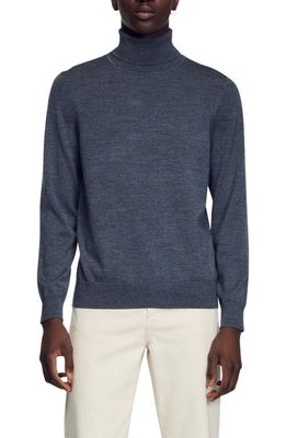 sandro Wool Turtleneck Sweater in Mocked Grey