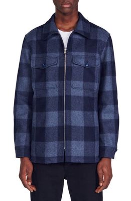 sandro Wyoming Insulated Wool Blend Shirt Jacket in Blue