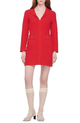 sandro Yvonne Long Sleeve Tweed Minidress in Red