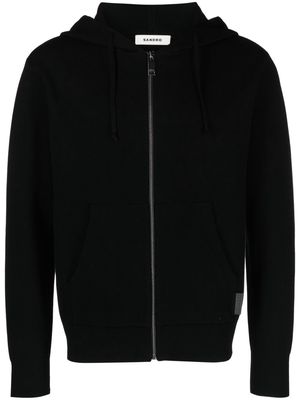 SANDRO zip-up long-sleeved hoodie - Black