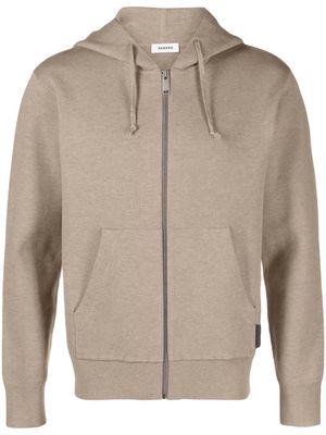 SANDRO zip-up technical-jersey hoodie - Brown