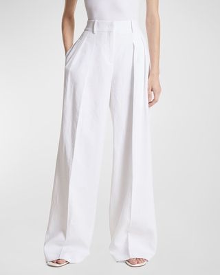 Sandwashed Linen Pleated Slouch Trousers