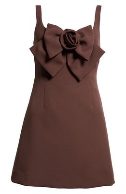 Sandy Liang Arden Bow Structured Dress in Umber