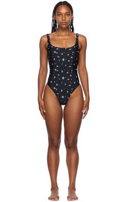 Sandy Liang Black Connie One-Piece Swimsuit