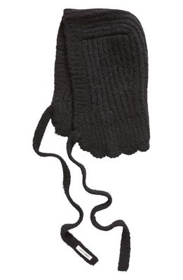 Sandy Liang Bonnet Rib Wool & Alpaca Blend Balaclava in Black