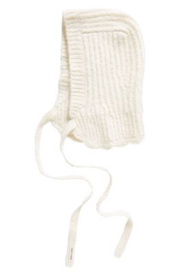 Sandy Liang Bonnet Rib Wool & Alpaca Blend Balaclava in Bone