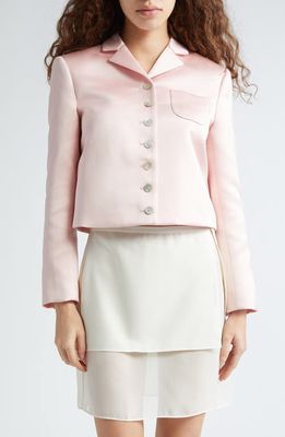 Sandy Liang Charm Satin Crop Jacket in Pink