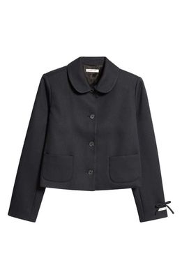 Sandy Liang Ditto Crop Jacket in Navy 