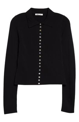 Sandy Liang Fiction Mixed Button Cardigan in Black