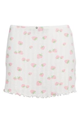 Sandy Liang Fllight Strawberry Print Pointelle Miniskirt 