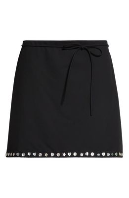 Sandy Liang Lala Button Trim Miniskirt in Black