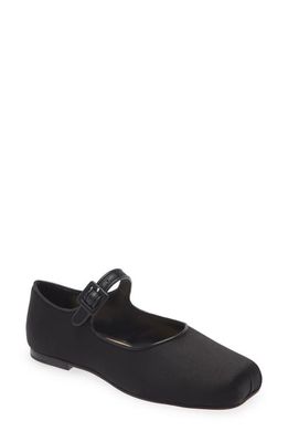 Sandy Liang Mary Jane Flat in Black Satin