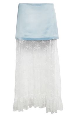 Sandy Liang Mew Mixed Media Skirt in Ice Blue