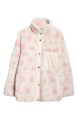Sandy Liang Panda Floral Fleece Jacket in Pink Multi