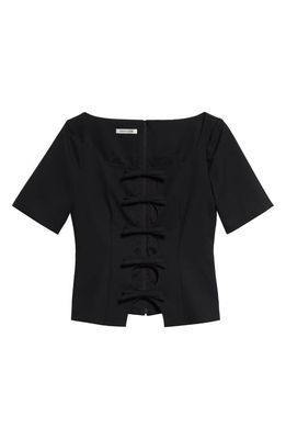 Sandy Liang Sorrel Bow Detail Top in Black