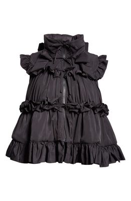 Sandy Liang Trifle Ruffle Puffer Vest in Black